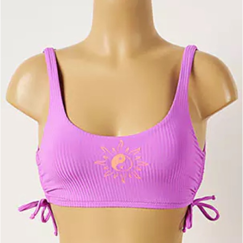 Women's Purple Ribbed Cielo Sun Bikini Top